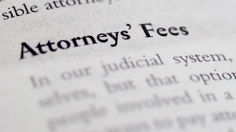 Image of legal or law book with attorneys fees focused in closeup of explanation.
