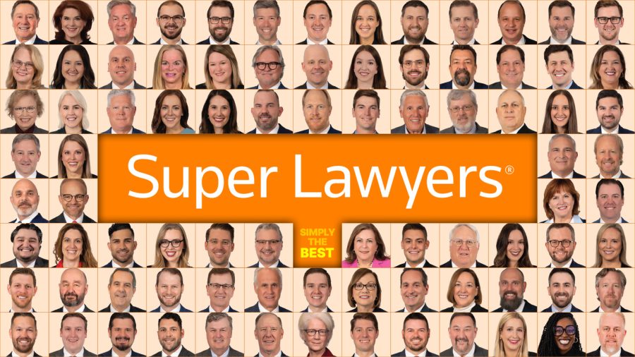 Graphic with portraits of 85 McAfee & Taft attorneys named to Oklahoma Super Lawyers