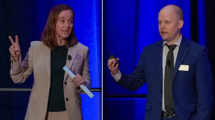 McAfee & Taft employment lawyers Courtney Bru and Jake Crawford speak to a packed audience at the EmployerLINC25 seminar on April 4, 2025 at Renaissance Tulsa Hotel & Convention Center.