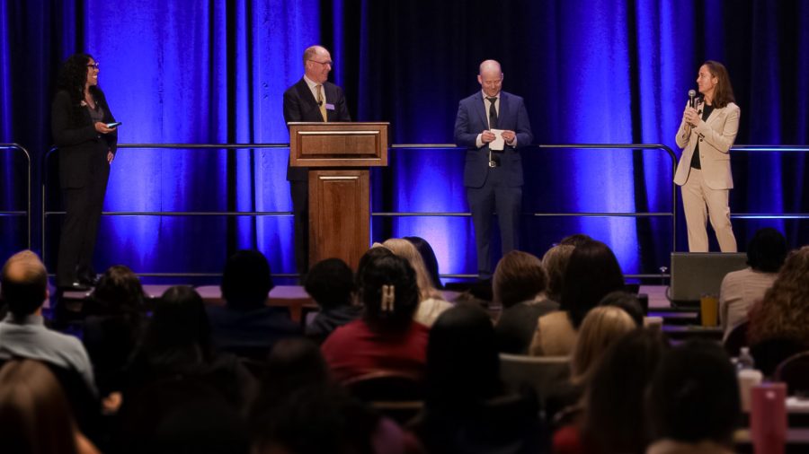 McAfee & Taft lawyers Kate Dodoo, Kirk Turner, Jake Crawford, and Courtney Bru answer frequently asked questions during the morning presentation at the EmployerLINC25 seminar on April 4, 2025 at Renaissance Tulsa Hotel & Convention Center.