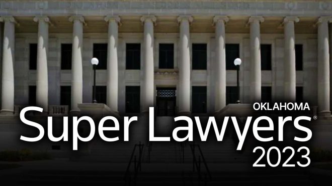 Photo of the Oklahoma Judicial Center (headquarters of the Oklahoma Supreme Court, the Oklahoma Court of Criminal Appeals, and the Judiciary of Oklahoma) with the Super Lawyers logo overlaid.