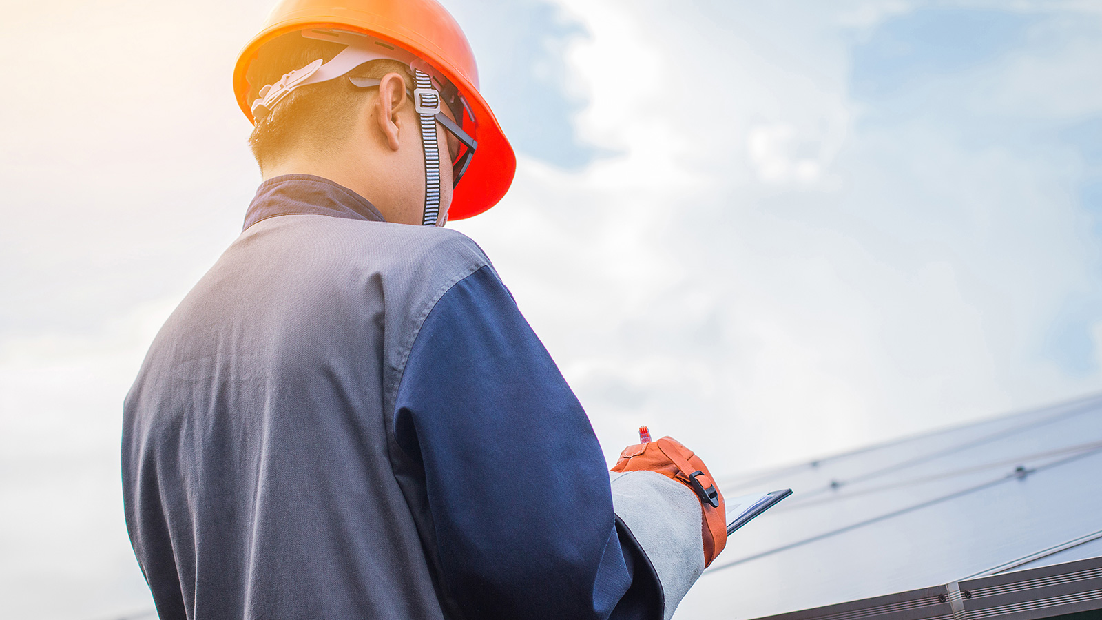 Environmental worker looking over report